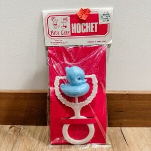 Vintage Pata-cake New Old Stock Baby Rattle Blue Duck Baby Toy Vintage Hong Kong